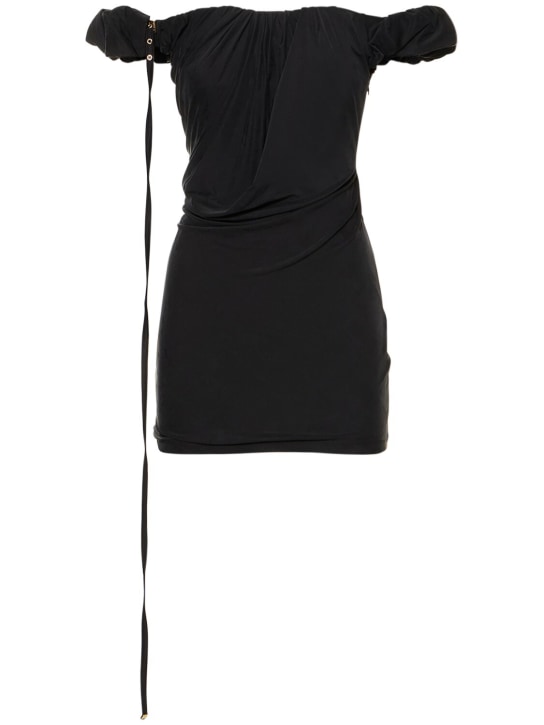 Jacquemus: La Robe Ciceri jersey mini dress - Siyah - women_0 | Luisa Via Roma