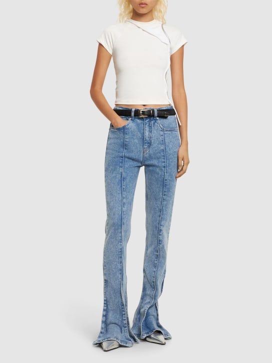 Y/PROJECT: Jeans rectos de denim con cintura alta - Azul - women_1 | Luisa Via Roma