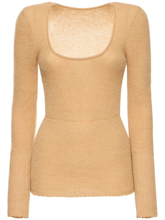 Jacquemus: La Maille Dao mohair blend knit sweater - Dark Beige - women_0 | Luisa Via Roma