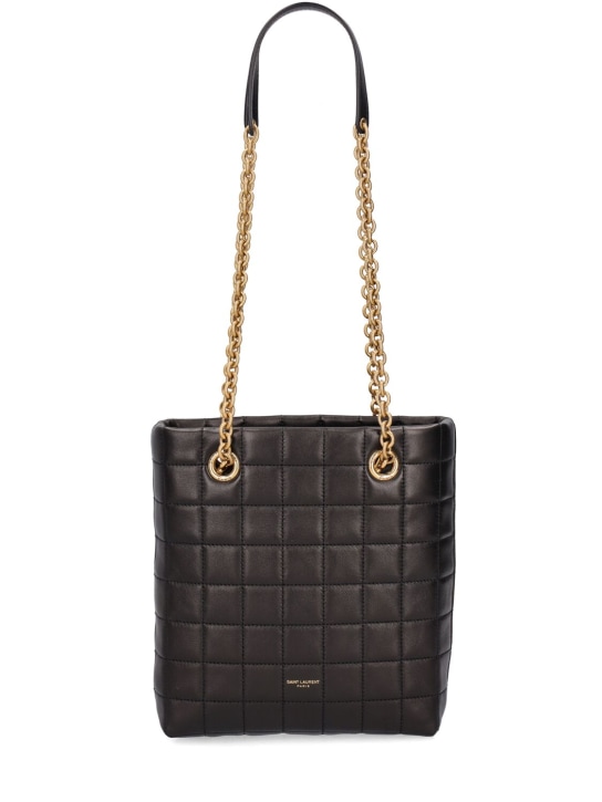 Saint Laurent: Mini leather shopping bag - Black - women_0 | Luisa Via Roma
