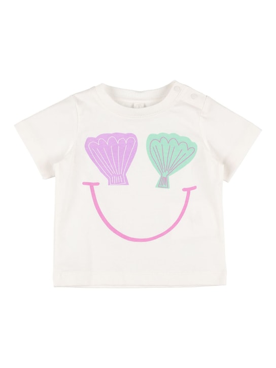 Stella Mccartney Kids: Printed cotton t-shirt - Beyaz - kids-girls_0 | Luisa Via Roma