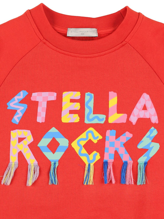 Stella Mccartney Kids: Organic cotton logo fringe sweatshirt - Red - kids-girls_1 | Luisa Via Roma