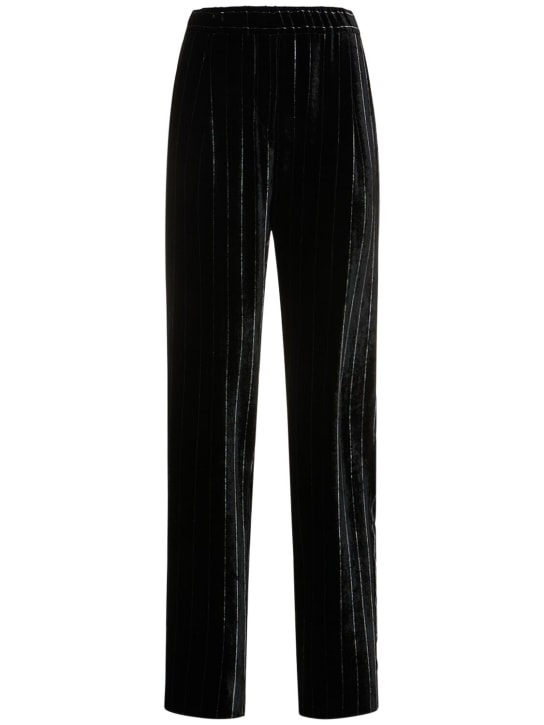 Giorgio Armani: Pinstripe velvet straight pants - Siyah - women_0 | Luisa Via Roma