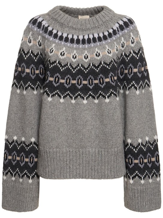 Khaite: Halo oversized cashmere blend sweater - Grey/Multi - women_0 | Luisa Via Roma