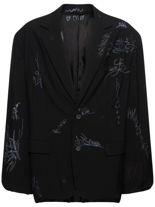 Balenciaga: Barathea tailored wool blazer - Black - men_0 | Luisa Via Roma