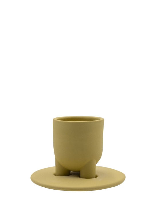 BURGIO.: Stoneware cup & saucer - Sarı - ecraft_0 | Luisa Via Roma