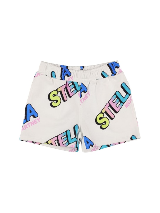 Stella Mccartney Kids: 有机棉短裤 - White/Multi - kids-girls_0 | Luisa Via Roma