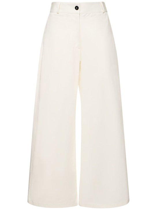 Jil Sander: Pantalon ample en gabardine de coton - Blanc - women_0 | Luisa Via Roma