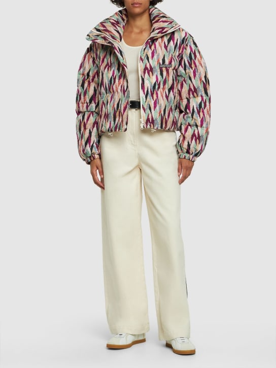Marant Etoile: Telia printed nylon puffer jacket - Beige/Mint - women_1 | Luisa Via Roma