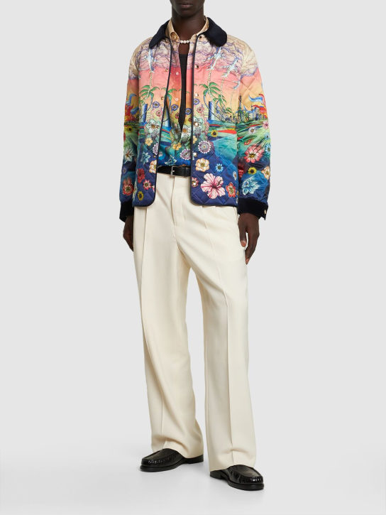 Casablanca: L'Envol print quilted satin jacket - Multicolor - men_1 | Luisa Via Roma
