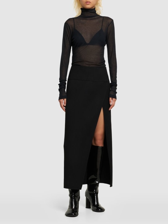 AURALEE: Wool midi skirt - Nero - women_1 | Luisa Via Roma