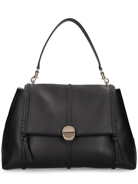Chloé: Grand sac porté épaule en cuir Penelope - Noir - women_0 | Luisa Via Roma