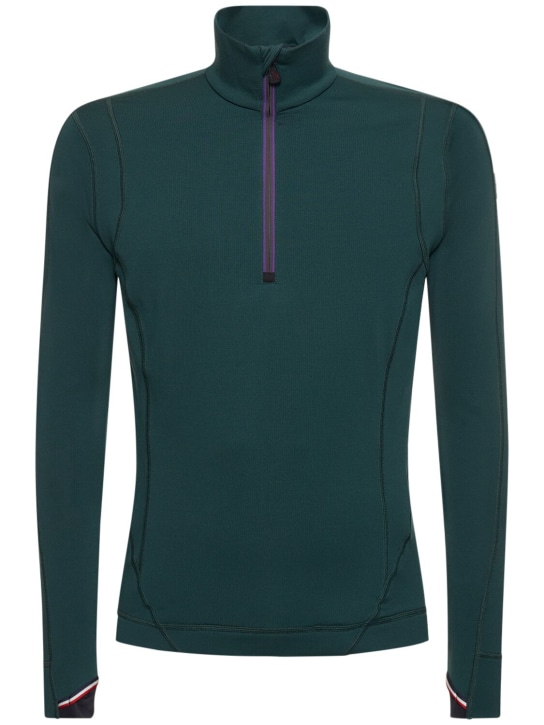 Moncler Grenoble: Nylon zip-up sweatshirt - Green - men_0 | Luisa Via Roma