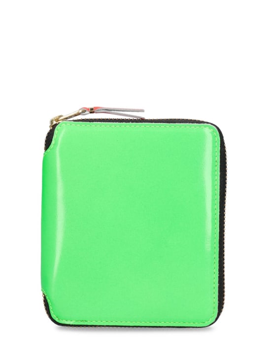 Comme des Garçons Wallet: Super Fluo leather wallet - Yeşil - men_0 | Luisa Via Roma