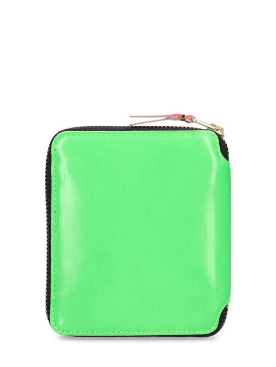 Comme des Garçons Wallet: Super Fluo leather wallet - Green - men_1 | Luisa Via Roma