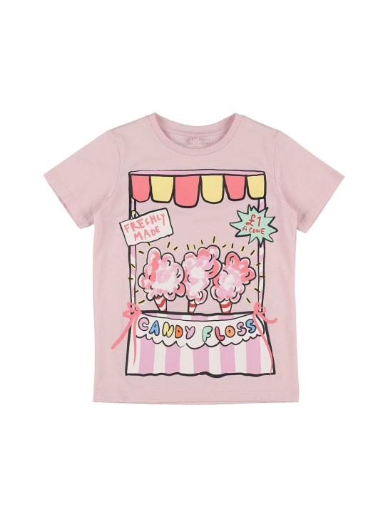 Stella Mccartney Kids: Candy Floss オーガニックコットンTシャツ - ピンク - kids-girls_0 | Luisa Via Roma
