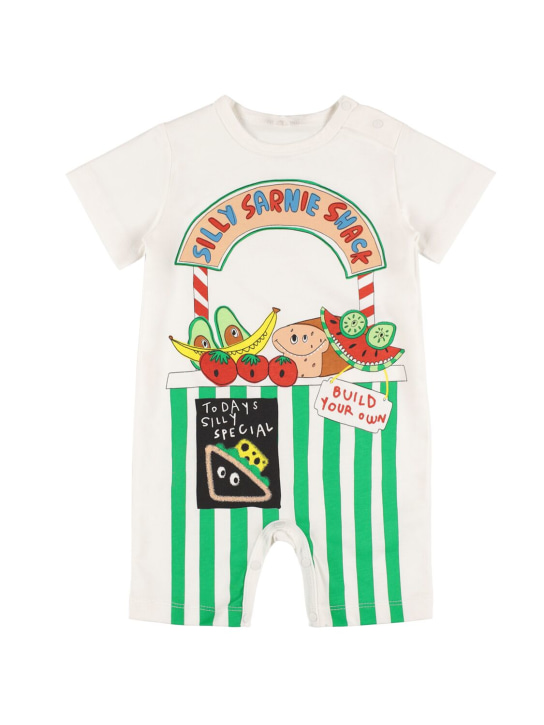 Stella Mccartney Kids: Pelele de algodón con logo - Blanco - kids-boys_0 | Luisa Via Roma