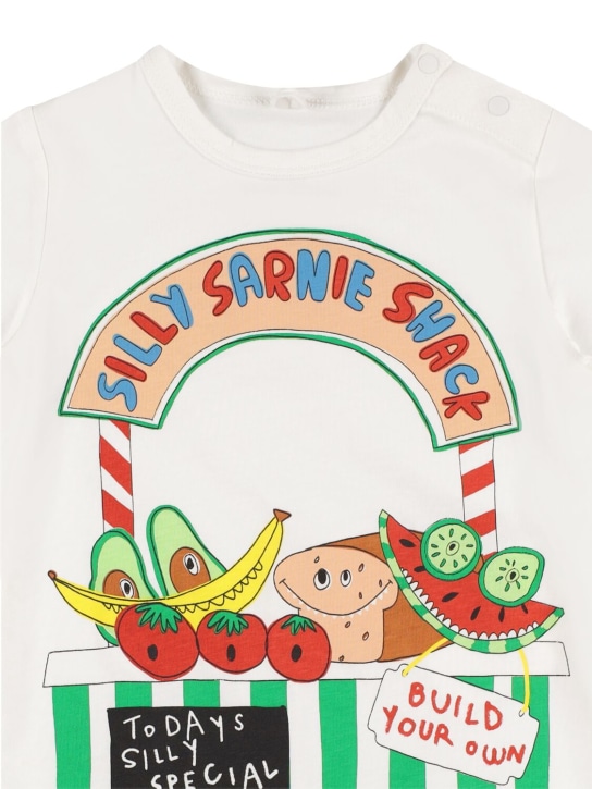Stella Mccartney Kids: Printed logo cotton romper - Beyaz - kids-boys_1 | Luisa Via Roma