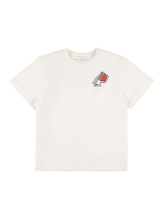 Stella Mccartney Kids: Camiseta de algodón jersey con bolsillo - Blanco - kids-boys_0 | Luisa Via Roma