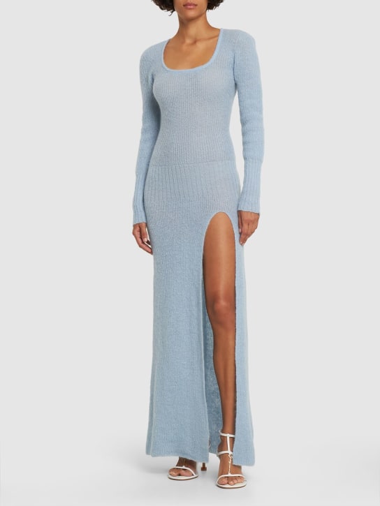 Jacquemus: Vestido largo de mohair - Azul Claro - women_1 | Luisa Via Roma