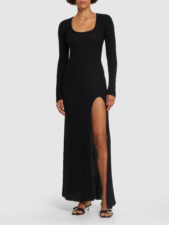 Jacquemus: La Robe Dao mohair blend long dress - Black - women_1 | Luisa Via Roma