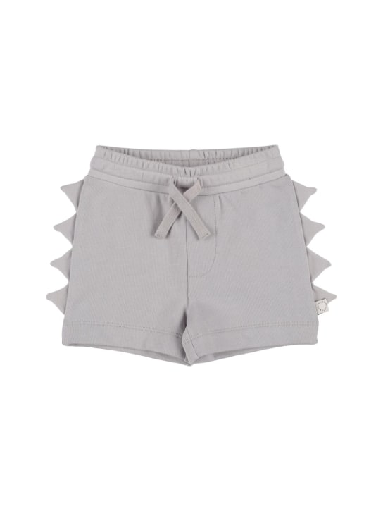 Stella Mccartney Kids: Shorts in felpa di cotone organico / applicazioni - Grigio - kids-boys_0 | Luisa Via Roma