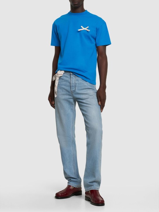 Jacquemus: T-shirt en coton Le Tshirt Nud - Bleu - men_1 | Luisa Via Roma