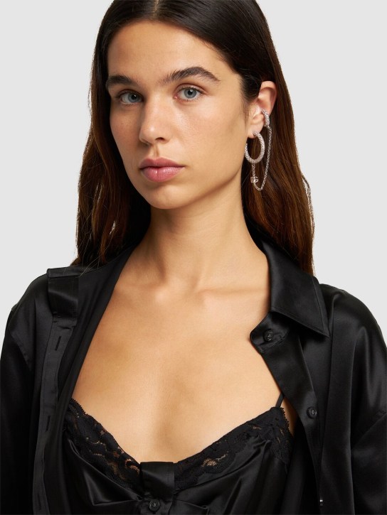 Dolce&Gabbana: Crystal embellished mono earring - Gümüş - women_1 | Luisa Via Roma