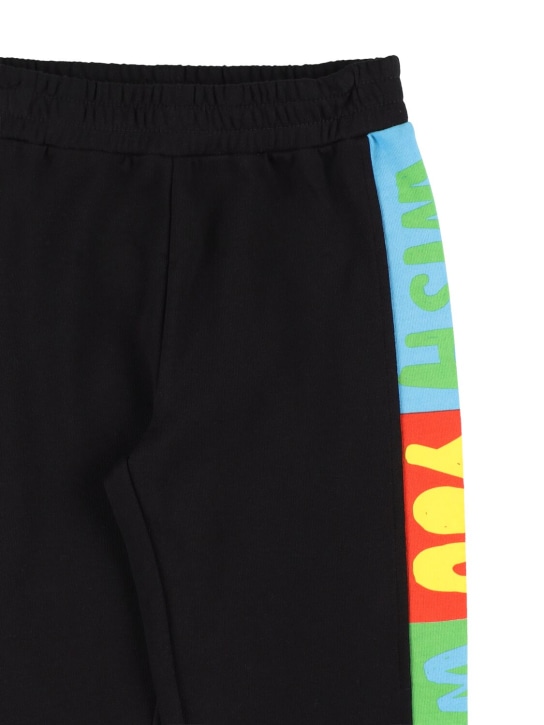 Stella Mccartney Kids: Pantalones deportivos de algodón orgánico con logo - Negro - kids-boys_1 | Luisa Via Roma