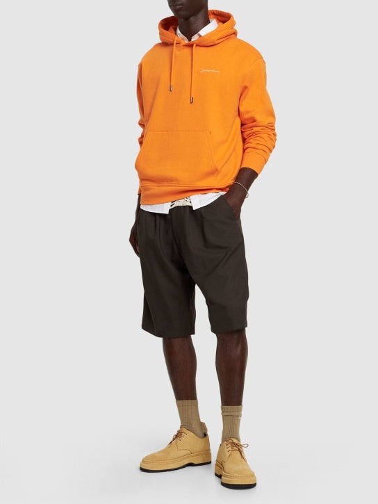 Jacquemus: Le Sweatshirt Brodé cotton jersey hoodie - Orange - men_1 | Luisa Via Roma