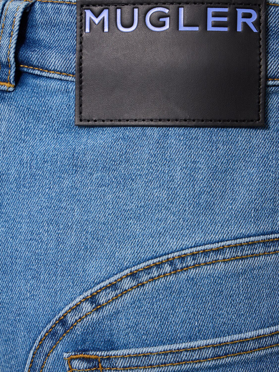 MUGLER: Mid rise denim straight jeans - Blue - women_3 | Luisa Via Roma