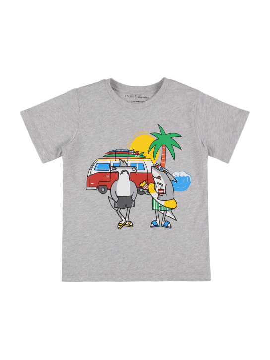 Stella Mccartney Kids: Printed organic cotton jersey t-shirt - Grey - kids-boys_0 | Luisa Via Roma