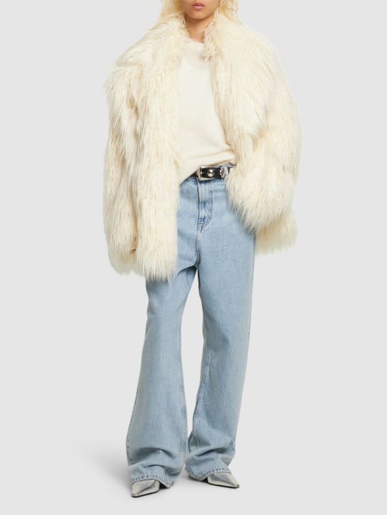 The Frankie Shop: Liza short faux fur coat - White - women_1 | Luisa Via Roma