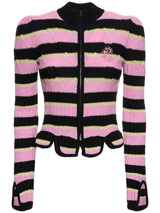 Cormio: Divna embroidered wool blend sweater - Pink/Yellow - women_0 | Luisa Via Roma