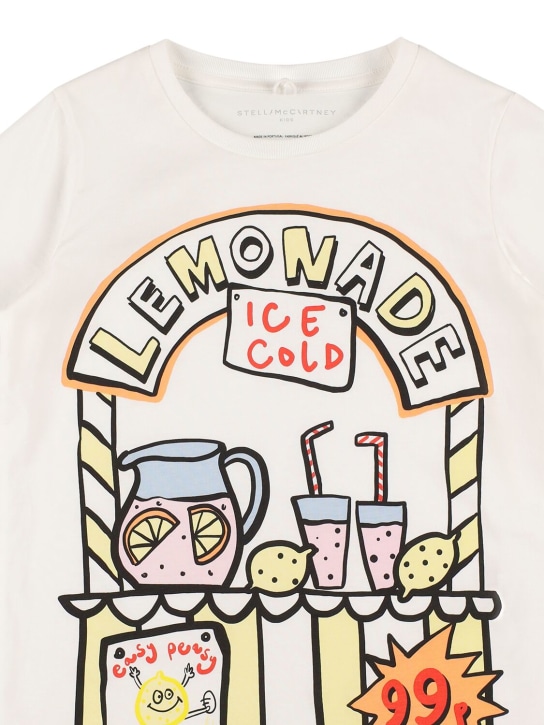 Stella Mccartney Kids: Lemonade print organic cotton t-shirt - Beyaz - kids-girls_1 | Luisa Via Roma