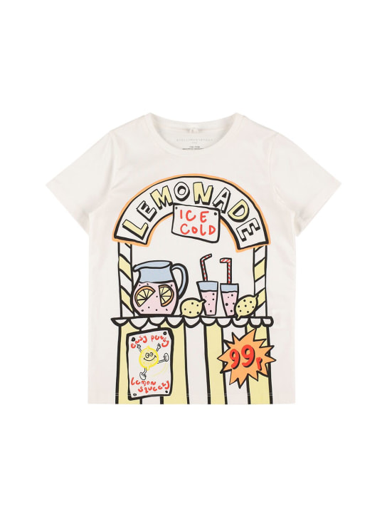 Stella Mccartney Kids: Lemonade print organic cotton t-shirt - Beyaz - kids-girls_0 | Luisa Via Roma