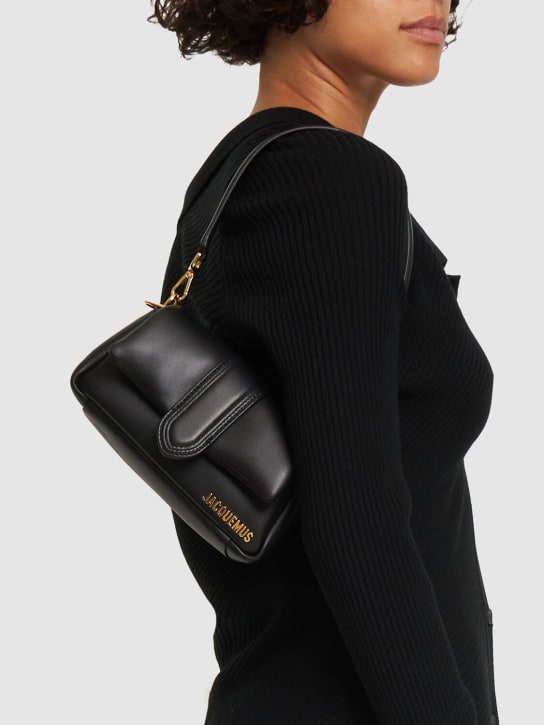 Jacquemus: Le Petit Bambimou leather shoulder bag - Siyah - women_1 | Luisa Via Roma
