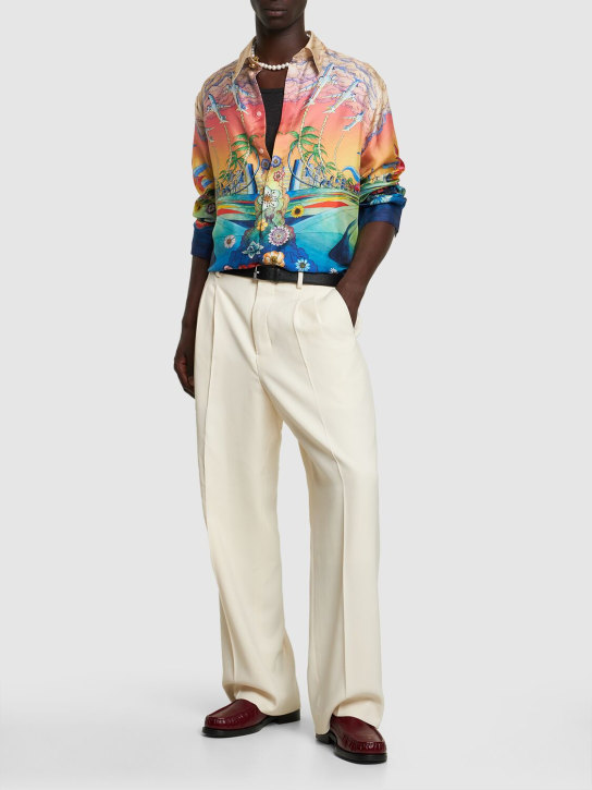 Casablanca: Camisa de sarga de seda estampada - Multicolor - men_1 | Luisa Via Roma