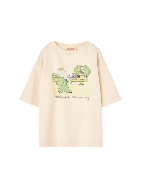 The Animals Observatory: T-shirt en jersey de coton imprimé éléphant - kids-boys_0 | Luisa Via Roma