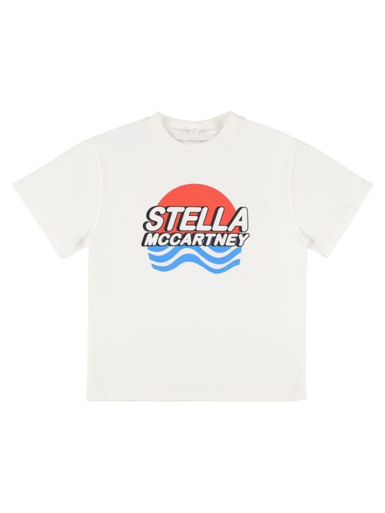 Stella Mccartney Kids: Printed organic cotton jersey t-shirt - Beyaz - kids-boys_0 | Luisa Via Roma