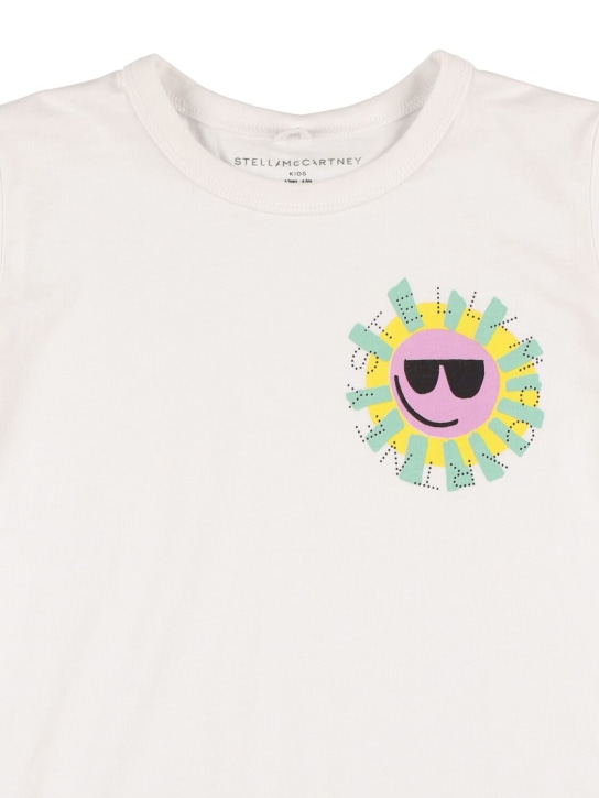 Stella Mccartney Kids: T-shirt in cotone organico / stampa logo - Bianco - kids-girls_1 | Luisa Via Roma