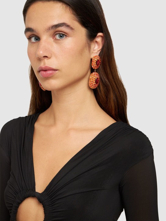 Magda Butrym: Orange crystal pendant earrings - women_1 | Luisa Via Roma