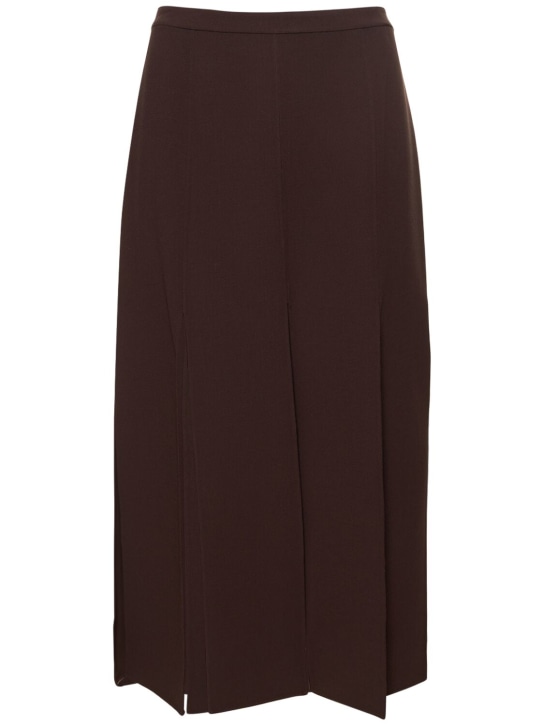 Michael Kors Collection: 弹力羊毛绉纱半身裙 - 巧克力色 - women_0 | Luisa Via Roma