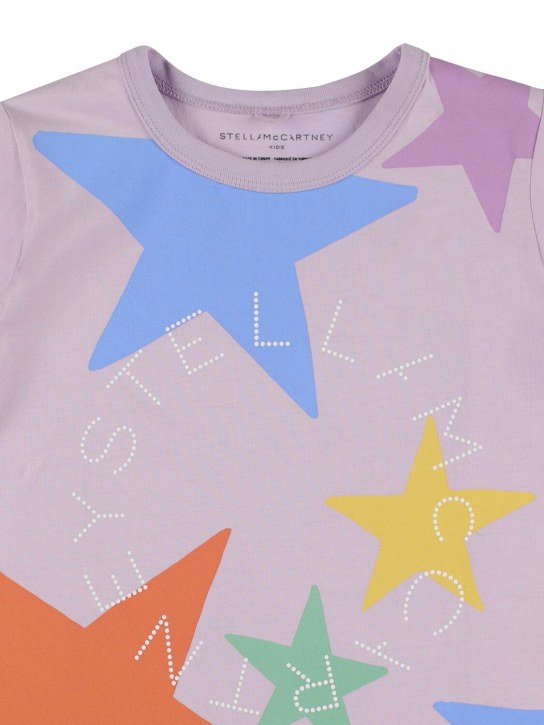 Stella Mccartney Kids: 코튼 니트 저지 로고 티셔츠 - 멀티컬러 - kids-girls_1 | Luisa Via Roma