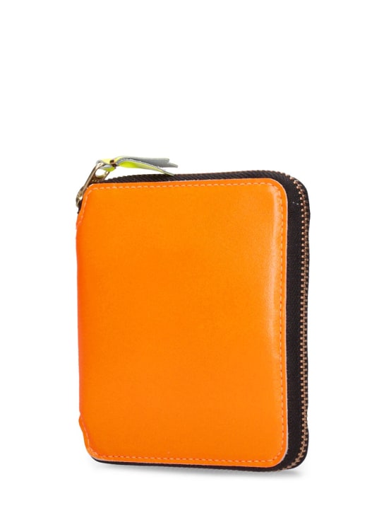 Comme des Garçons Wallet: Super Fluo leather wallet - Light Orange - men_1 | Luisa Via Roma