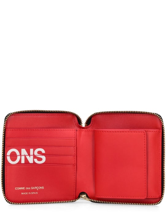 Comme des Garçons Wallet: Huge logo leather compact wallet - Kırmızı - women_1 | Luisa Via Roma