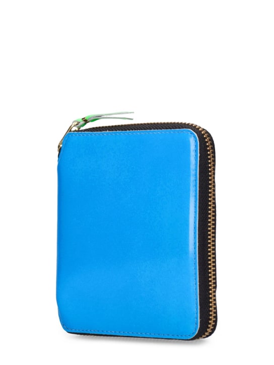 Comme des Garçons Wallet: Super Fluo leather wallet - Blue - men_1 | Luisa Via Roma