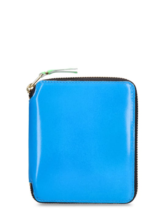 Comme des Garçons Wallet: Super Fluo leather wallet - Blue - men_0 | Luisa Via Roma