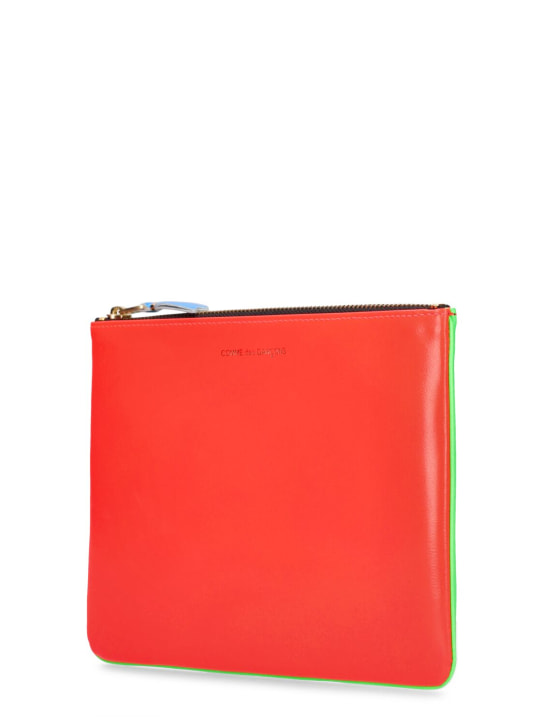 Comme des Garçons Wallet: Pochette en cuir bicolore néon - Vert/Orange - men_1 | Luisa Via Roma