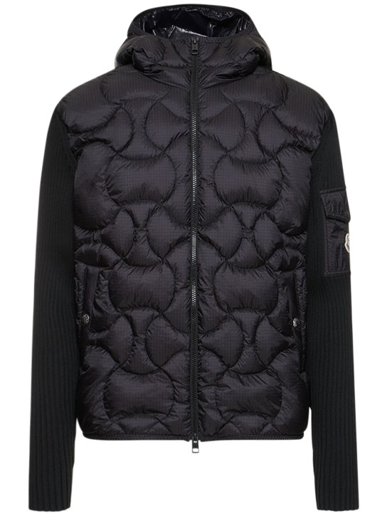 Moncler: Quilted nylon down jacket - Black - men_0 | Luisa Via Roma